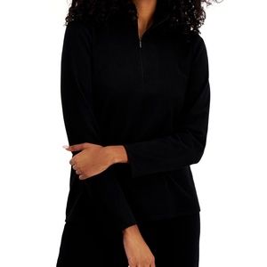 Alfani Quarter-Zip Mock-Neck Black Top, Created for Macy's Size S